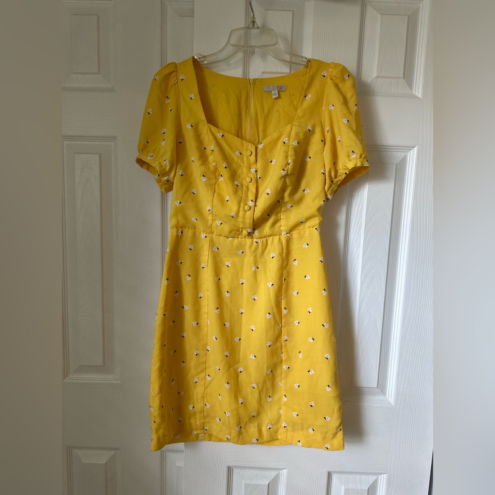 Gianni Bini Yellow Floral Mini Dress